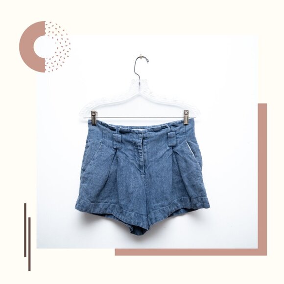 L'agence Blue Paper Bag Shorts - Picture 1 of 7